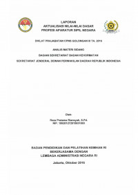 ANALIS MATERI SIDANG BAGIA SEKRETARIAT BADAN KEHORMATAN SEKRETARIAT JENDERAL DEWAN PERWAKILAN DAERAH REPUBLIK INDONESIA