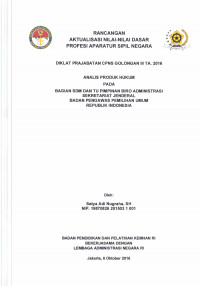 ANALIS PRODUK HUKUM PADA BAGIAN SDM DAN TU PIMPINAN BIRO ADMINISTRASI SEKRETARIAT JENDERAL BADAN PENGAWAS PEMILIHAN UMUM RI