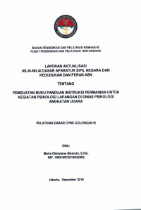 PEMBUATAN BUKU PANDUAN INSTRUKSI PERMAINAN KEGIATAN PSIKOLOGI LAPANGAN DI DINAS PSIKOLOGI ANGAKTAN UDARA