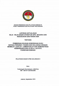 PEMBUATAN EDUKASI KEBERSIHAN KUKU KEPADA PERAWAT , PASIEN DAN KELUARGA DENGAN MEMBUAT LEAFLET, LEMBAR BALIK DAN DEMONSTRASI KEBERSIHAN KUKU DR. SUYOTO PUSREHAB KEMHAN