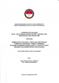 PEMBUATAN FLIIPCHART, VIDEO DAN PENYEDIAAN FORMULIR SCREENING TUMBUH KEMBANG DI RUANG ALAMANDA RUMAH SAKIT DR. SUYOTO PUSAT REHABILITASI KEMENTERIAN PERTAHANAN