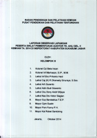 PESERTA DIKLAT PEMBENTUKAN AUDITOR TK. AHLI GEL. II KEMHAN TA 2014 DI INSPEKTORAT KABUPATEN SUKABUMI JABAR