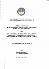 SUB DIREKTORAT PENGEMBANGAN KOTA KREATIF DIREKTORAT FASILITAS INFRASTRUKTUR FISIK DEPUTI INFRASTRUKTUR BADAN EKONOMI KREATIF
