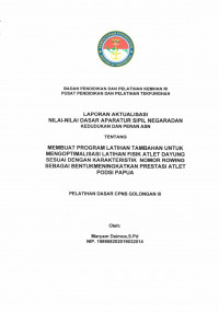 MEMBUAT PROGRAM LATIHAN TAMBAHAN UNTUK MENGOPTIMALISASI LATIHAN FISIK ATLET DAYUNG SESUAI DENGAN KARAKTERISTIK NOMOR ROWING SEBAGAI BENTUK MENINGKATKAN PRESTASI ATLET PODSI PAPUA