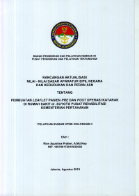 PEMBUATAN LEAFLET PASIEN PRE DAN POST OPERASI KATARAK DI RUMAH SAKIT DR. SUYOTO PUSAT REHABILITASI KEMENTERIAN PERTAHANAN