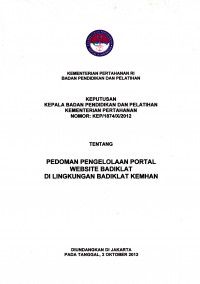 PEDOMAN PENGELOLAAN PORTAL WEBSITE BADIKLAT DI LINGKUNGAN BADIKLAT KEMHAN