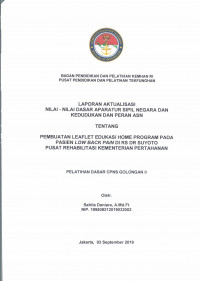 PEMBUATAN LEAFLET EDUKASI HOME PROGRAM PADA PASIEN LOW BACK PAIN DI RS DR SUYOTO PUSAT REHABILITAS KEMENTERIAN PERTAHANAN