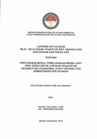 PENYUSUNAN MODUL PEMELIHARAAN MESIN JAHIT HIGH SPEED UNTUK JURUSAN PENJAHITAN REHABILITASI VOKASIONAL PUSAT REHABILITASI KEMENTERIAN PERTAHANAN