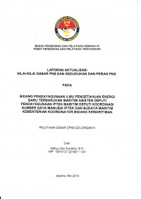 BIDANG PEDAYAGUNAAN ILMU PENGETAHUAN ENERGI BARU TERBARUKAN MARITIM ASISTEN DEPUTI PENDAYAGUNAAN IPTEK MARITIM DEPUTI KOODRINASI SUMBER DAYA MANUSIA IPTEK DAN BUDAYA MARITIM KEMENTERIAN KOORDINATOR BIDANG KE MARITIMAN