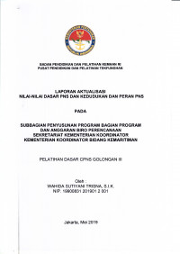 SUBBAGIAN PENYUSUNAN PROGRAM BAGIAN PROGRAM DAN ANGGARAN SEKRETARIAT KEMENTERIAN KOORDINATOR KEMENTERIAN KOORDINATOR BIDANG KEMARITIMAN