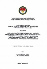 SISTEM INFORMASI PENGOLOLAAN SURAT DISPOSISI SUBDIREKTORAT KONVESI DAN RESOLUSI INTERNASIONAL DIREKTORAT PERANGKAT HUKUM INTERNASIONAL DEPUTI BIDANG KERJASAMA INTERNASIOANAL BADAN NASIONAL PENANGGULANGAN TERORISME