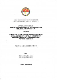 PEMBUATAN SISTEM GOOGLE SPREADSHEET UNTUK DATABASE PEGAWAI DI BAGIAN SUMBER DAYA MANUSIA LEMBAGA KETAHANAN NASIONAL REPUBLIK INDONESIA